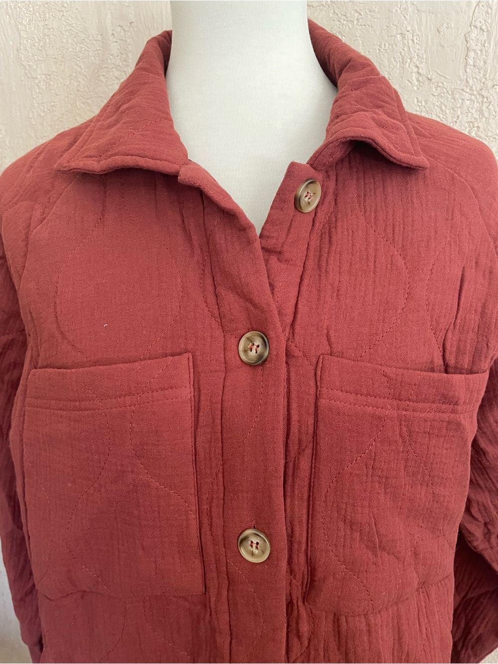 BiBi  Rust/Maroon Button-Front Utility Jacket - Picture 2 of 5